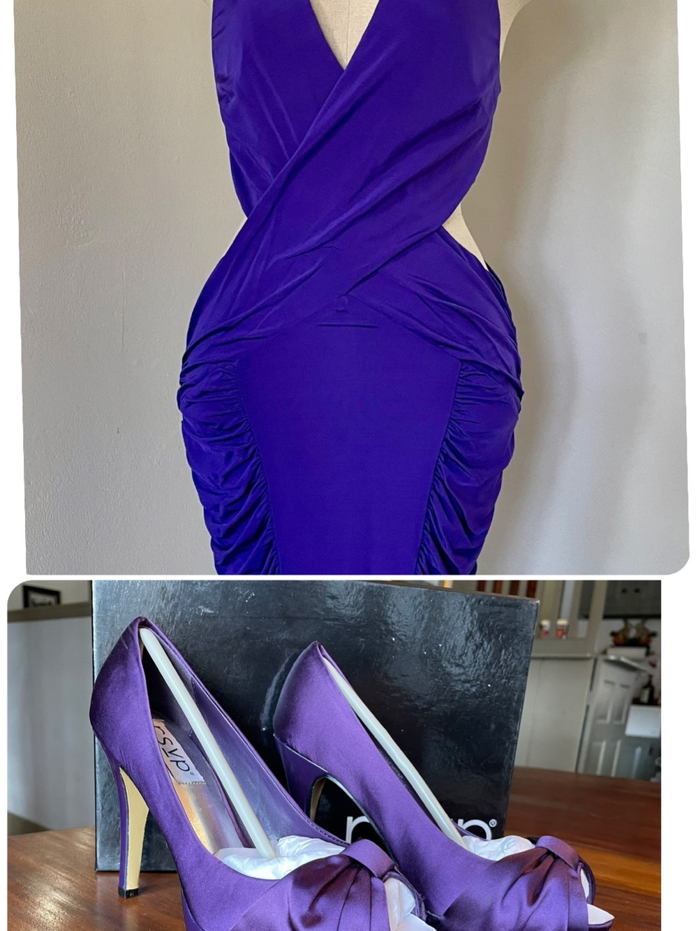 RSVP Rachel - Julie Lynn Purple Stiletto Heels with Peep-Toe Design size 5M NEW - Picture 9 of 10